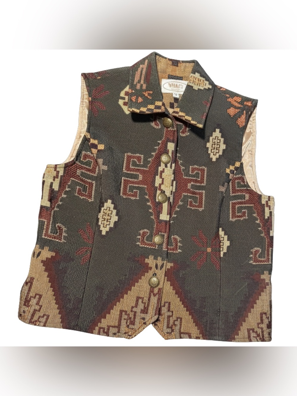 WRAPS Vintage Western Vest Medium - Texas Made Southwestern Aztec Ornate Buttons